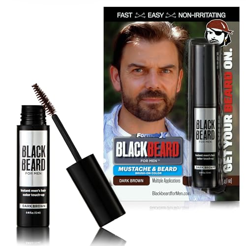 Blackbeard Formula X - Instant, Hypoallergenic, Temporary Color for Men's Facial Hair - Dark Brown, 1-Day Beard Tint, Mustache, Eyebrow &amp; Sideburn Coloring - Temporary Dye - 1 Pack