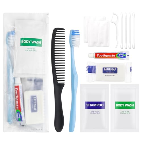 Pack of 25 Basic Toiletry Kits, Hygiene Kit Bulk, Individually Packed, Homeless Care Package Supplies Travel Size Toiletry Kit for Men Women Charity Reusable Toiletry Bag