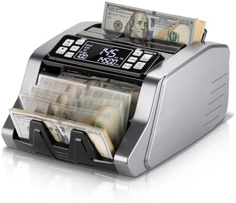 MUNBYN IMC20 Money Counter Machine with Value Count, UV\/MG\/IR\/MT Counterfeit Detection for Dollar\/Euro Bill Counter, Add\/Batch\/Value Mode Cash Counter, LED External Display, 2Y Protection