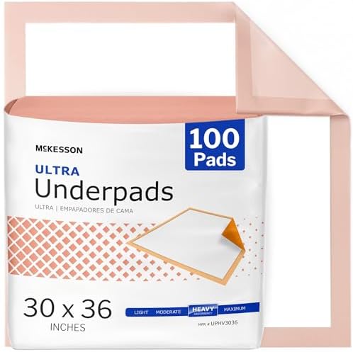 McKesson Underpads Disposable Bed Pads 30" x 36" [100 Count], Heavy Absorbency, Ultra Incontinence Chux Pads for Adults, Elderly, and Baby, Pee Pads