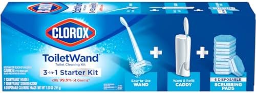 Clorox Toilet Wand Toilet Cleaning Kit, ToiletWand, Caddy and 6 Refills (Pack May Vary)