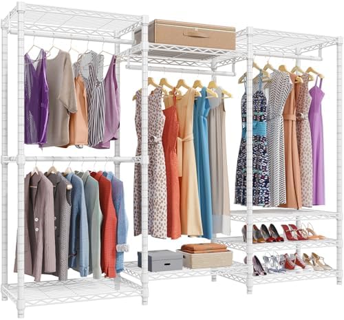 VIPEK V5 Portable Closet Wardrobe Heavy Duty Clothes Rack, Freestanding Clothing Racks with 4 Hang Rods &amp; 8 Shelves, Adjustable Custom Closet Racks, 68.9" L x 15.7" W x 76.4" H, Max Lo
