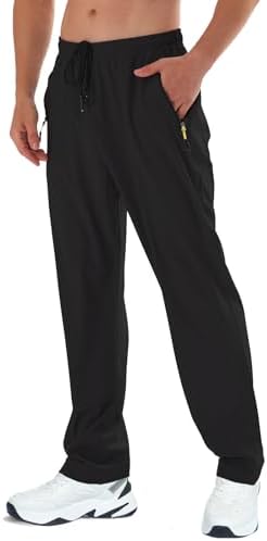 AIRIKE Men's Elastic Waist Hiking Pants Water Resistant Quick-Dry Lightweight Outdoor Sweatpants with Zipper Pockets