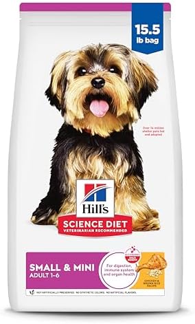 Hill's Science Diet Small &amp; Mini, Adult 1-6, Small &amp; Mini Breeds Premium Nutrition, Dry Dog Food, Chicken &amp; Brown Rice, 15.5 lb Bag