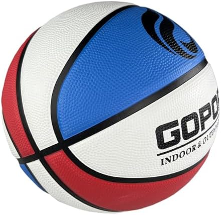 Goporoy Size 5(27.5") Youth Premium Rubber Basketball for Kids Indoor Outdoor Basketball with Needle, Pump and Carry Bag