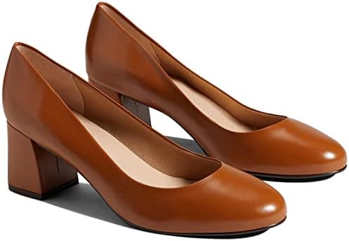 MOOMMO Women Classic Chunky Block Heel Suede Pumps Round Closed Toe Slip On 2" Low Thick Heels Dress Shoes Matte Patent Spring Fashion Office Ladies Work Pump Basic Shoe Elegant Wedding 4-11 M US