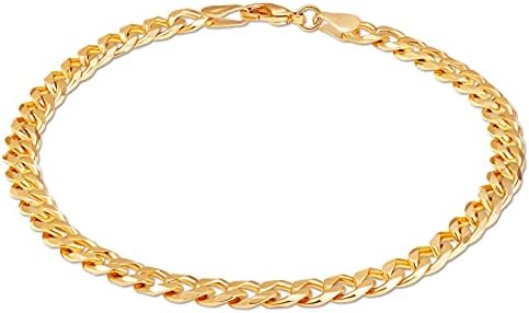 Barzel 18K Gold Plated Curb Link Anklet For Women, 10 Inches - Made In Brazil