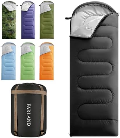FARLAND Sleeping Bags 30℉ for Adults Teens Kids with Compression Sack Portable and Lightweight for 3-4 Season Camping, Hiking,Waterproof, Backpacking and Outdoors