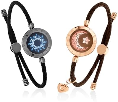 TOTWOO Long Distance Touch Bracelets for Couples, Vibration &amp; Light up for Love Couples Bracelets  Long Distance Relationship Gifts for Girlfriend Bluetooth Pairing Jewelry