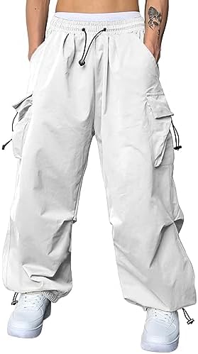 JMIERR Men's Baggy Cargo Pants Trendy Casual Parachute Pant Loose Fit Harem Joggers with Pockets for Streetwear
