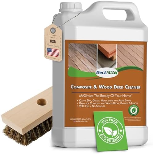 DeckMax Premium Deck Cleaner Kit  Deck Cleaner and Mildew Remover  Cleans up to 1,500 Sq. Ft.  Safe for Trex, Timbertech &amp; Wood Decking  Powerful &amp; Eco-Friendly Deck's Cleaning Solution