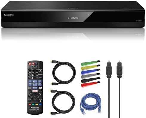 Panasonic DP-UB820-K 4K UHD Blu-ray Player With HDR10+, Dolby Vision, Network Streaming + HDMI Cables + Network and Optical Audio Cables