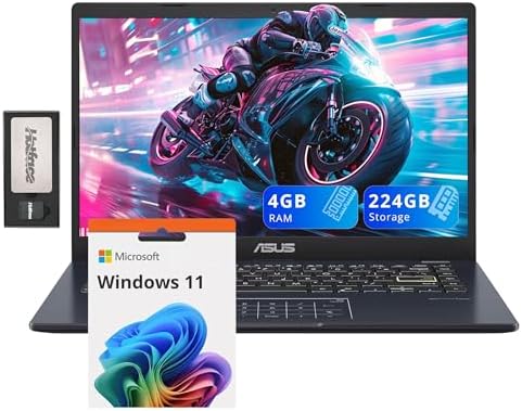 ASUS 14" FHD Laptop, Intel Pentium N6000 Processor, 4GB RAM, 224GB Storage(64GB eMMC+160GB Docking Station Set), Intel UHD Graphics, Webcam, Bluetooth, Win 11, Star Black