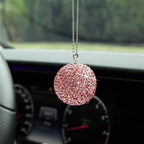 bling crystal ball rear view mirror,Bling car Rearview Mirror Crystal Lucky Ball Pendant,Goddess favorite Car Crystal Ball Pendant (pink)