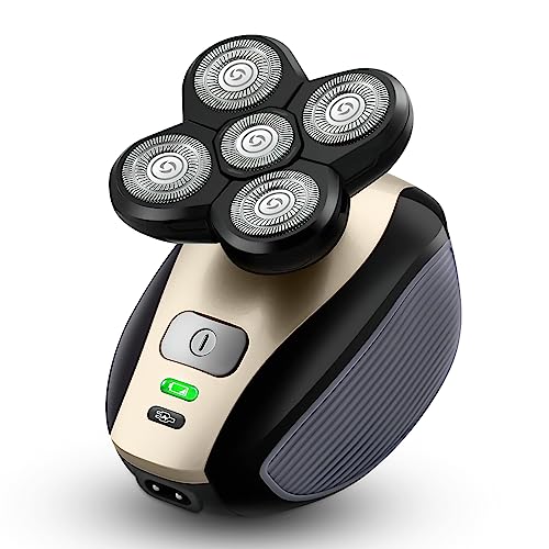 Bald Shavers for Men - Telfun Upgrade 5-in-1 Electric Head Shavers for Bald Men, 100% Waterproof Cordless Razor, Wet\/Dry Shaving, 5 Dual Track Heads, Mess-Free Hair Capture