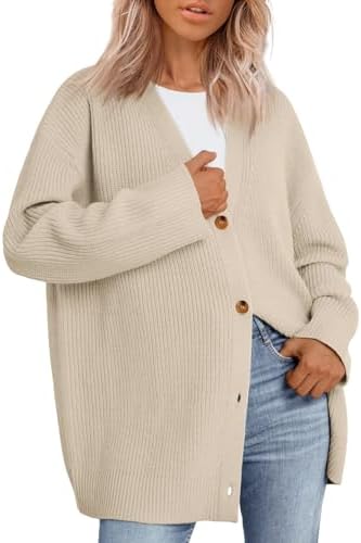 LILLUSORY women's oversized cardigan sweater 05 autumn clothing fabric fashion V-neck knitted button front casual fashion top