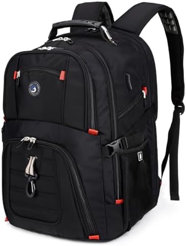 SHRRADOO Extra Large 50L Travel Laptop Backpack with USB Charging Port, College High School Backpack Airline Approved Business Work Bag Fits 17 Inch Computer for Men Women
