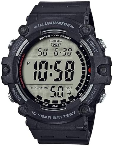 Casio Illuminator AE1500WH Series  10-Year Battery  LED Backlight  5-Alarms  1\/100 Sec Stopwatch  Men's Digital Watch