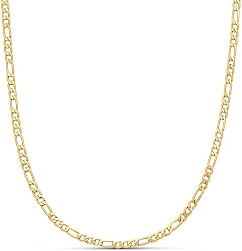 Amazon Essentials 14k Gold or Sterling Silver Plated Figaro Chain 16", 18", 20", or 24"