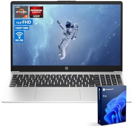 HP 255 G10 Laptop, 15.6" FHD Display, AMD Ryzen 5 7530U, 32GB RAM, 1TB SSD, Windows 11 Pro, Business Laptop for Office, School, and Daily Use, Work and Entertainment, Silver