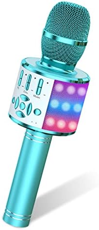 Amazmic Kids Karaoke Microphone Machine Toys for Girls Bluetooth Microphone with LED Light, Birthday Gift for Girls Boys 3 4 5 6 7 8 9 10 11 12 Year Old Kids Toys(Blue)