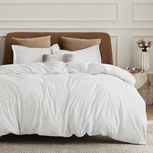 Bedsure White Duvet Cover Queen Size - Soft Double Brushed Bedding Set for Kids &amp; Adults, Zipper Closure, 3 Pieces, Includes 1 Duvet Cover (90"x90") &amp; 2 Pillow Shams, NO Comforter