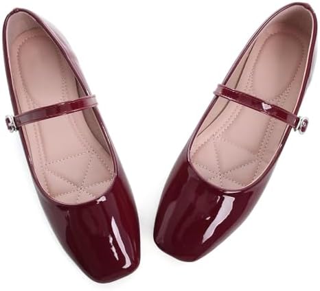 LUXINYU Women's Slip on Flats,Classy Round Toe Solid Classic Mary Jane Ballet Dance Shoes Soft Comfortable PU Flat Shoes
