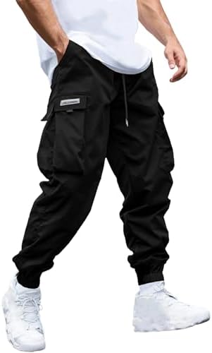 JEMLDL Mens Cargo Joggers Pants Elastic Waist Drawstring Baggy Sweatpants Techwear Pants for Men