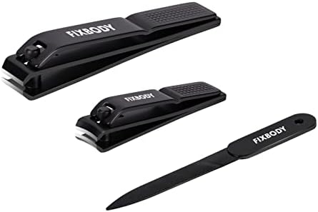 Nail Clipper Set, Ultra Sharp Black Stainless Steel Fingernail &amp; Toenails Clipper and Nail File with Leather Travel Case,Great Christmas Gift,Stocking Stuffers for Men and Women