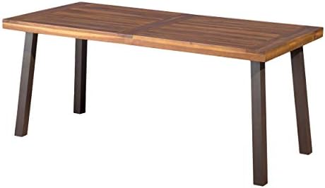Christopher Knight Home Della Acacia wooden dining table, natural dyed rustic metal, 8.9 cm x 75 cm x 74.9 cm, brown, gray