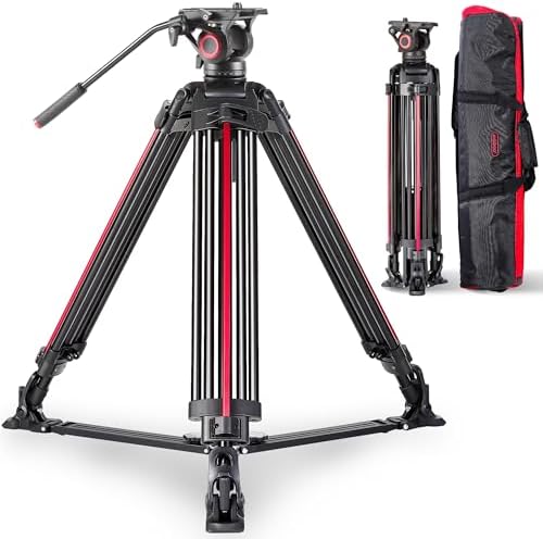 miliboo MTT605A Professional Tripod for Camera Video Tripod with Fluid Damping Head,Heavy Duty Tripods for Photography\/Videography,Includes Ground Spreader,Max 22 lbs,Aluminum,Carbon Fiber Optional