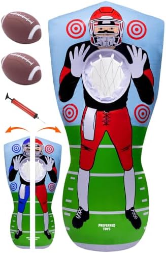Inflatable Football Target - Double-Sided Toss Training Game with Mini Footballs - Fun Kids Throwing Football Games for Indoors, Outdoors, Birthdays, Camping, Beach - 65 Inch