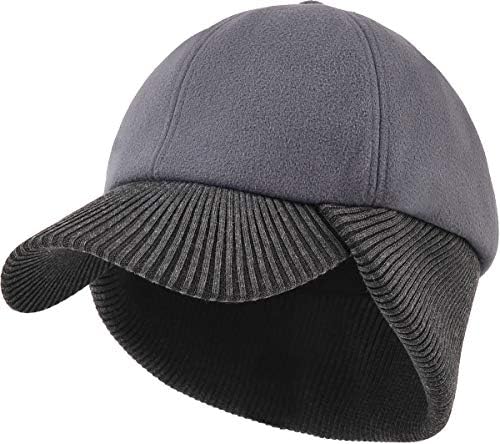 LCZTN Wool Winter Baseball Cap with Warmer Earflap for Men ＆ Women Outdoor Ski Visor Beanie Hat