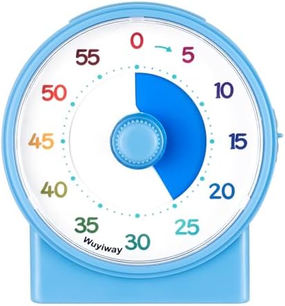 4" Wuyiway Visual Timer for Kids, 60-Minute Countdown Timer for Classroom Office Kitchen, Time Management Tools with Silent Operation, Pomodoro Timer Colorful Pattern