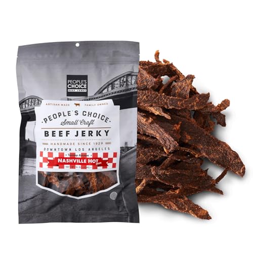 People's Choice Beef Jerky - Tasting Kitchen - Nashville Hot - Pounder of Super Spicy Jerky - Compare to World's Spiciest Heat of Carolina Reaper, Scorpion, Ghost Pepper - 1 Pound, 16 oz - 1 B