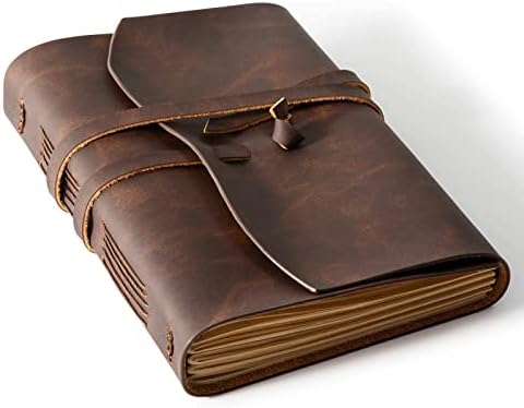 RILIHO Leather Journal Notebook - Genuine Leather Journals for Writing 260 Pages 5x7.1 Inches Vintage Journal For Man and Women Gifts For Man Artist,Travel Journal,Brown