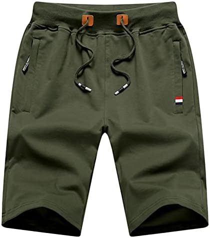 Boy's Summer Cotton Drawstring with Elastic Waist Classic Fit Zipper Pockets Casual Shorts