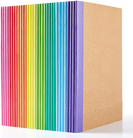 32 Pack Composition Notebooks Bulk, Feela Kraft Cover Lined Blank College Ruled Composition Travel Journals with Rainbow Spines For Women Students Business, 60 Pages, 8.3\u201Dx 5.5\u201D, A5, 8 Color