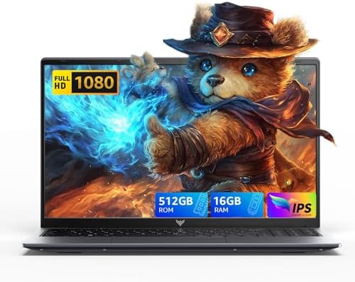 MALLRACE LX15 Laptop, 16GB DDR4 512GB SSD, Quad-Core N97 Processor, Windows 11 Pro Traditional Laptop Computer, 15.6" IPS 1080P PC,180° Open Angle,WiFi, BT5.0, USB3.2, Type_C, Grey