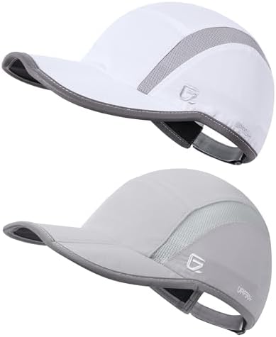 GADIEMKENSD 2-piece Reflective Foldable Sports Hat UPF 50+Sunscreen Outdoor Running Hat Suitable for Men and Women