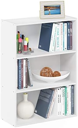 Furinno Pasir 3-Tier Open Shelf Bookcase, Plain White