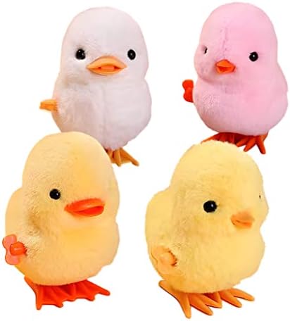 HawaStar Easter Wind-Up Plush Toys Fluffy Realistic Jumping Chicks &amp; Ducks for Kids (Pack of 4)