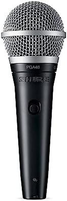Shure PGA48 Dynamic Microphone - Handheld Mic for Vocals with Cardioid Pick-up Pattern, Discrete On\/Off Switch, 3-pin XLR Connector, 15' XLR-to-XLR Cable, Stand Adapter and Zipper Pouch (PGA48-XL