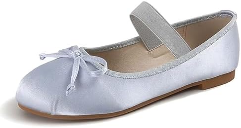 JOEupin Women's Pink Ballet Flats with Bow - Comfortable &amp; Lightweight Shoes  Ballet Flats with Strap  Non-Slip Sole &amp; Cushioned Arch Support Slip-On Shoes for Wedding\/Work
