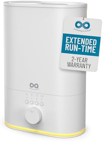 Everlasting Comfort Upgraded Quiet Humidifier Large Room - Extended Run Time, Top Fill Humidifiers for Bedroom, Easy to Clean, Touch Control Aromatherapy Compatible, 60 HR Run Time