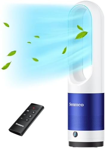 Senmeo Bladeless Fan for Bedroom, 22" Quiet Tower Fan with Remote, 90° Oscillating Fan for Indoors with 8 Speeds, 9H Timer, LED Display, Easy to Clean, Portable Standing Fan for Home, Office