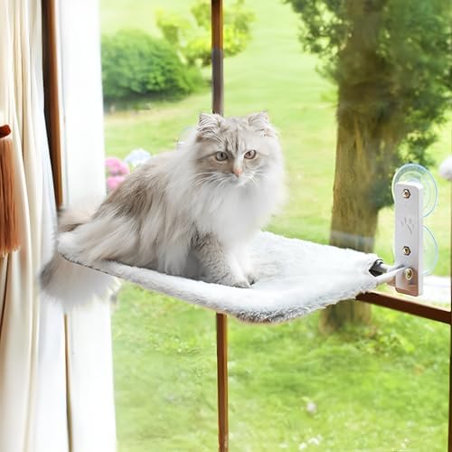 Petddiction - Cat Window Perch  Cat Hammock  Cat Window Bed  Foldable Cordless Design  Space Saving  Stainless Steel Frame  Strong Suction Cups  Zipper Design  2 in 1 Reversible Cover
