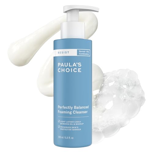 Paula's Choice RESIST Perfectly Balanced Foaming Facial Cleanser, Face Cleanser with Hyaluronic Acid &amp; Aloe, Anti-Aging Face Wash, Large Pores &amp; Oily Skin, Fragrance-Free, 6.4 Fl Oz