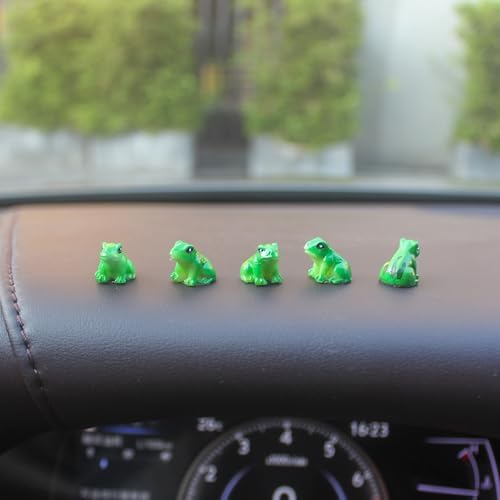 Refintural 10 Pcs Mini Frog Cute Car Accessories - Rear View Mirror &amp; Dashboard Decorations - Adorable Frog Figurines for Car, Garden, Home - Cute Mirror Interior Decors