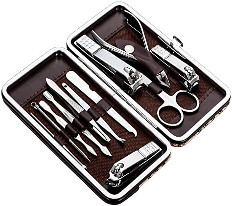 Tseoa Manicure, Pedicure Kit, Nail Clippers, Professional Grooming Kit, Nail Tools with Luxurious Travel Case, Set of 12 \u2026 (nail clippers 12pcs)